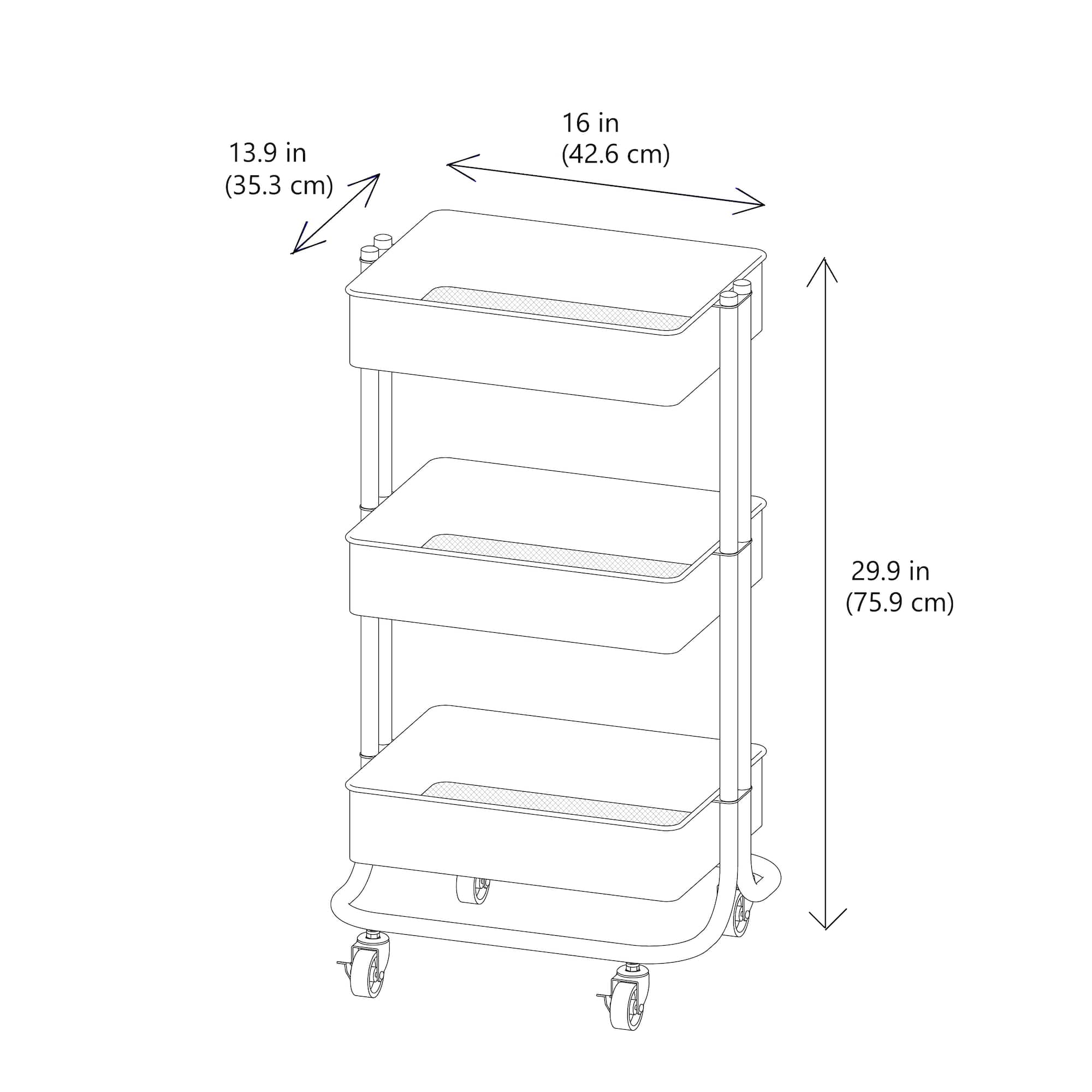 Lexington 3-Tier Rolling Cart by Simply Tidy